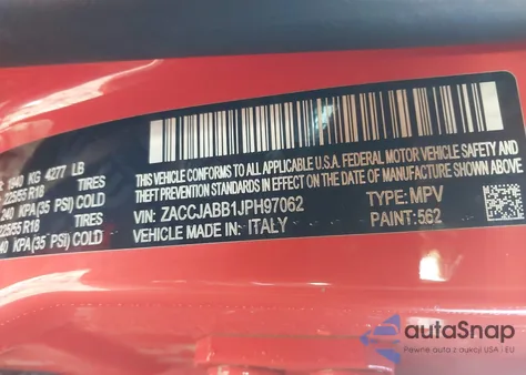 2018 Jeep Renegade Altitude Fwd from USA, damaged, VIN ZACCJABB1JPH97062
